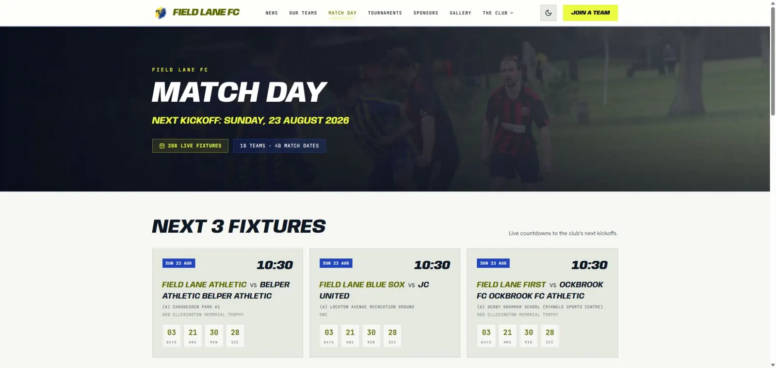 Field Lane Football Club match-day tools