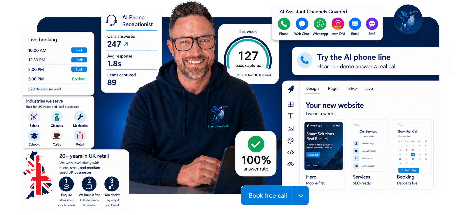 Flying Penguin AI: websites, booking and AI for UK small business