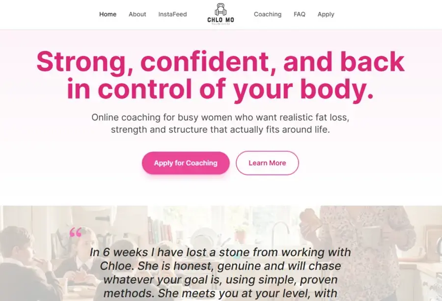Chlo Mo Fitness website built by Flying Penguin