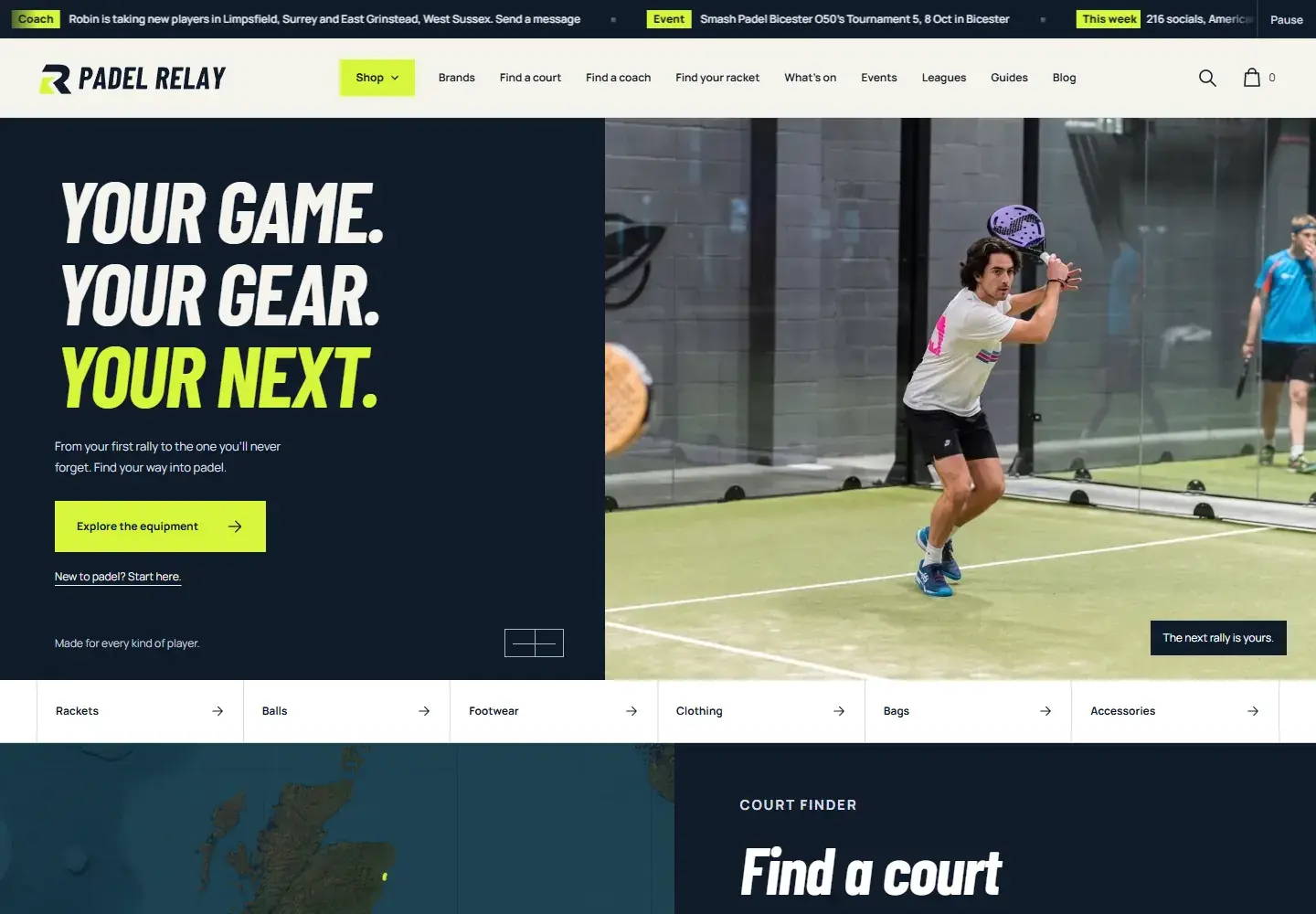 Padel Relay homepage