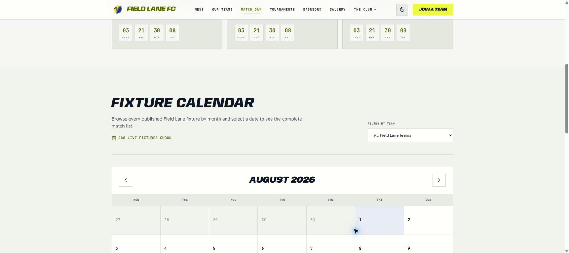 Fixture Calendar